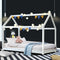 Artiss Kids House Bed Frame Single Size White Solid Pine Wood Timber Bed Base