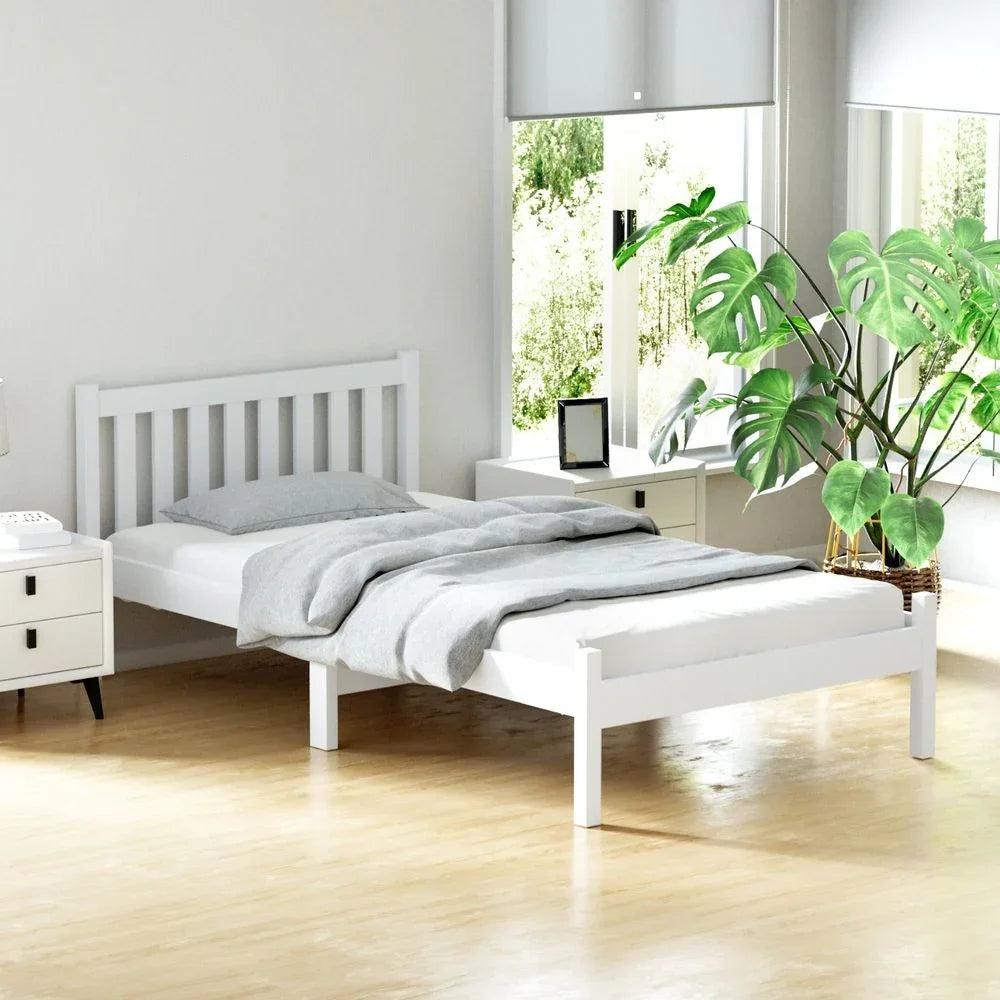 Bed Frame King Single Size Wooden White SOFIE