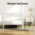 Artiss King Single Bed Frame Solid Pine Wood White Slatted Base with Headboard