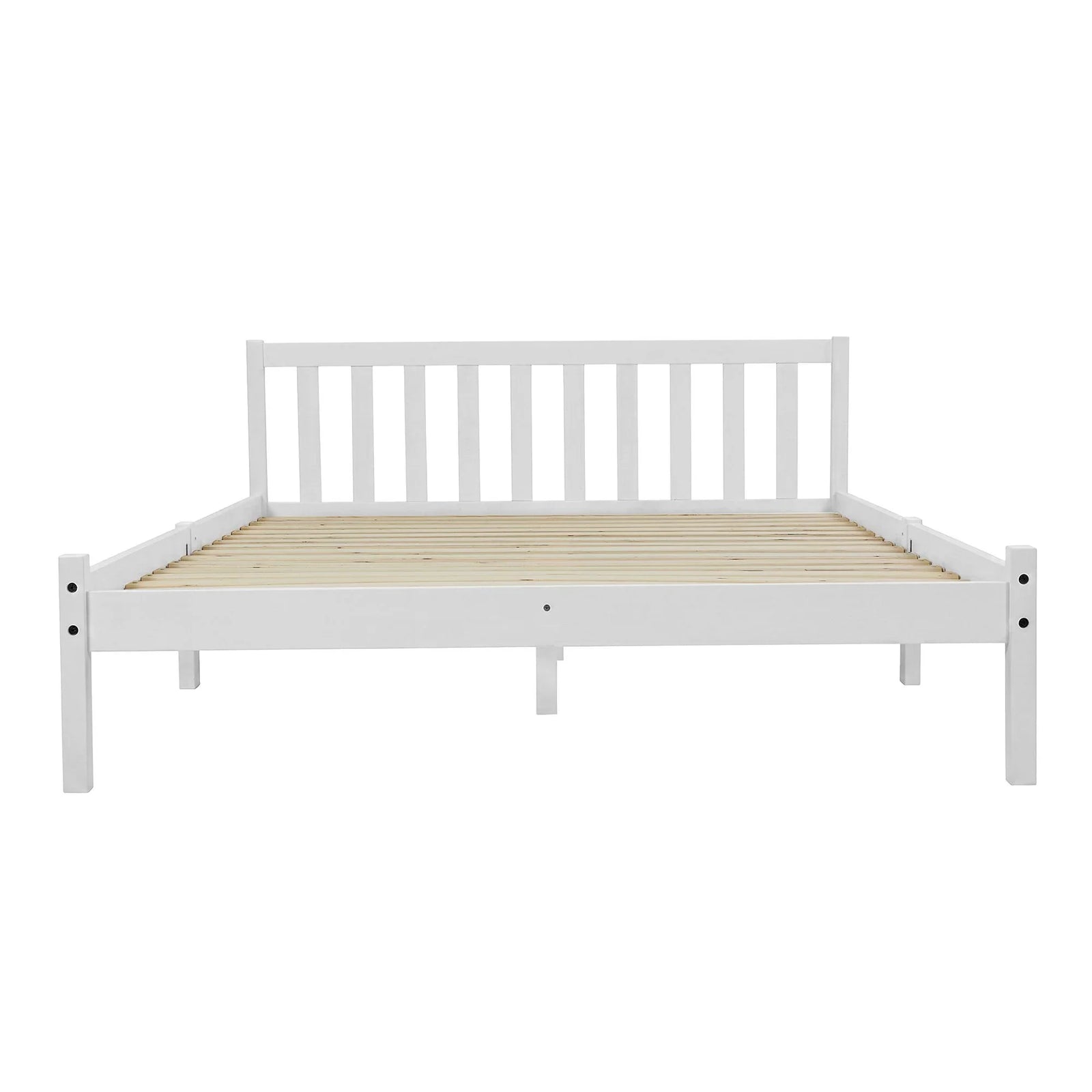 Artiss Queen Bed Frame White Solid Pine Wood Platform Bed with Headboard
