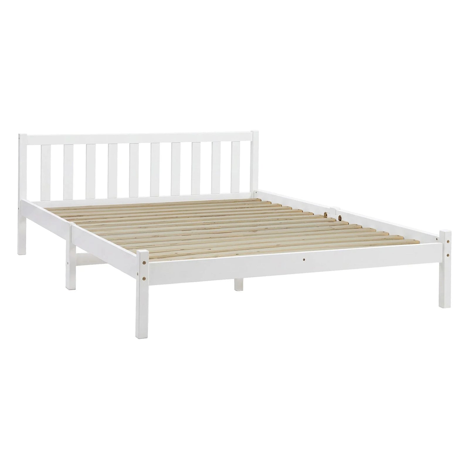 Artiss Queen Bed Frame White Solid Pine Wood Platform Bed with Headboard