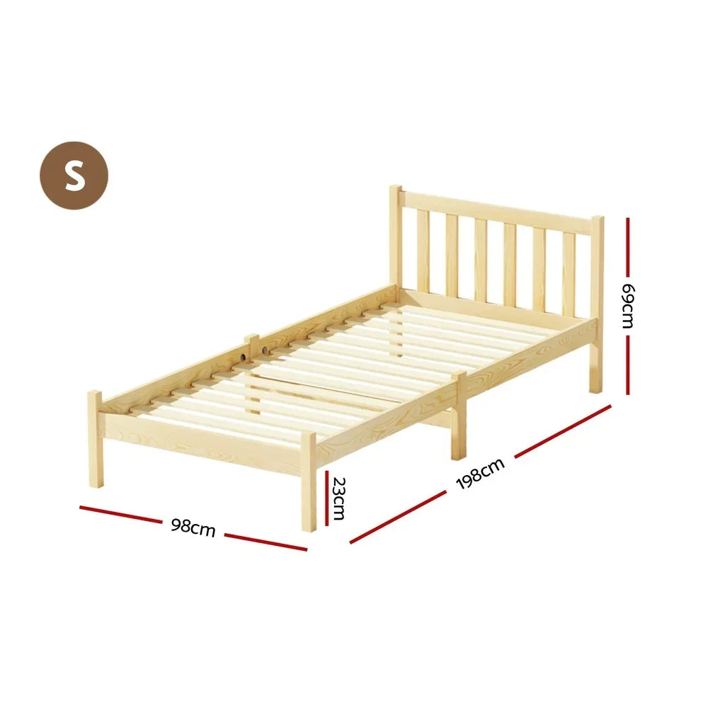 Bed Frame Single Size Wooden Oak SOFIE