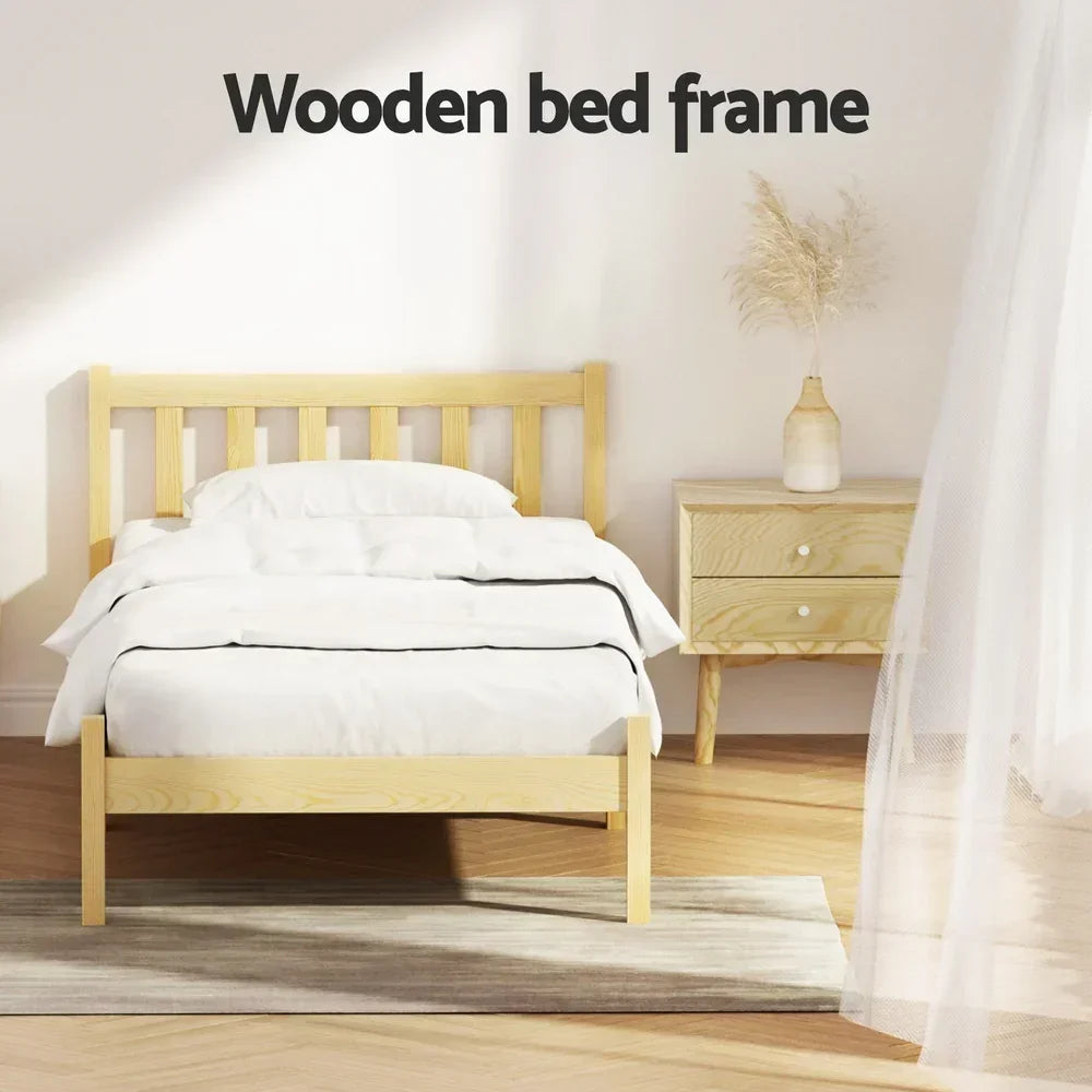 Bed Frame Single Size Wooden Oak SOFIE