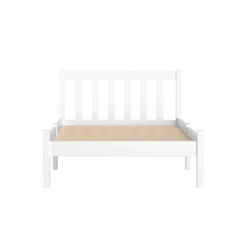 Artiss Single Bed Frame Wooden Pine Slat Base White Kids Adult
