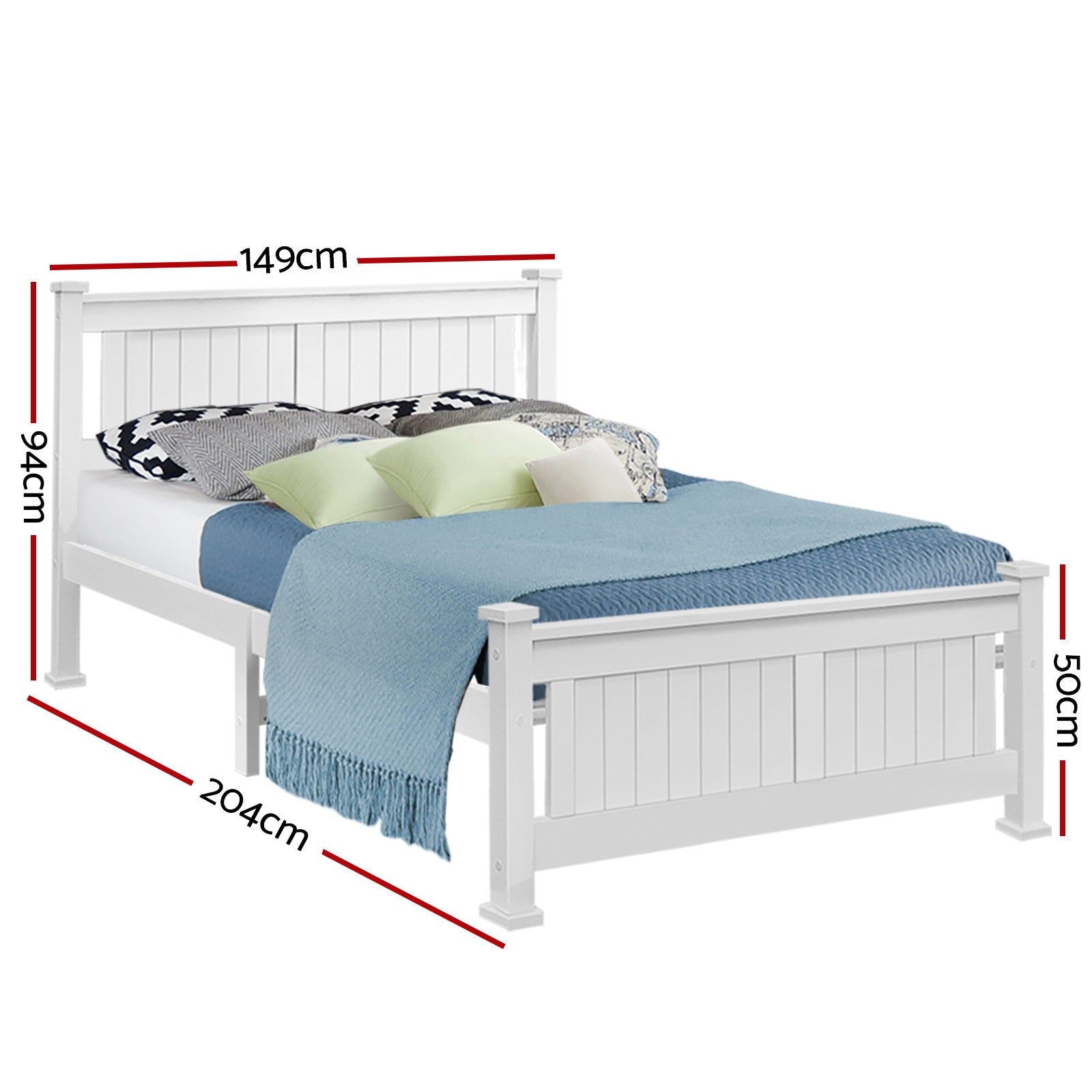 Artiss Bed Frame Double Size Wooden White RIO