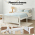 Artiss Double Bed Frame Wooden Pine Slat Base White Queen Size Style