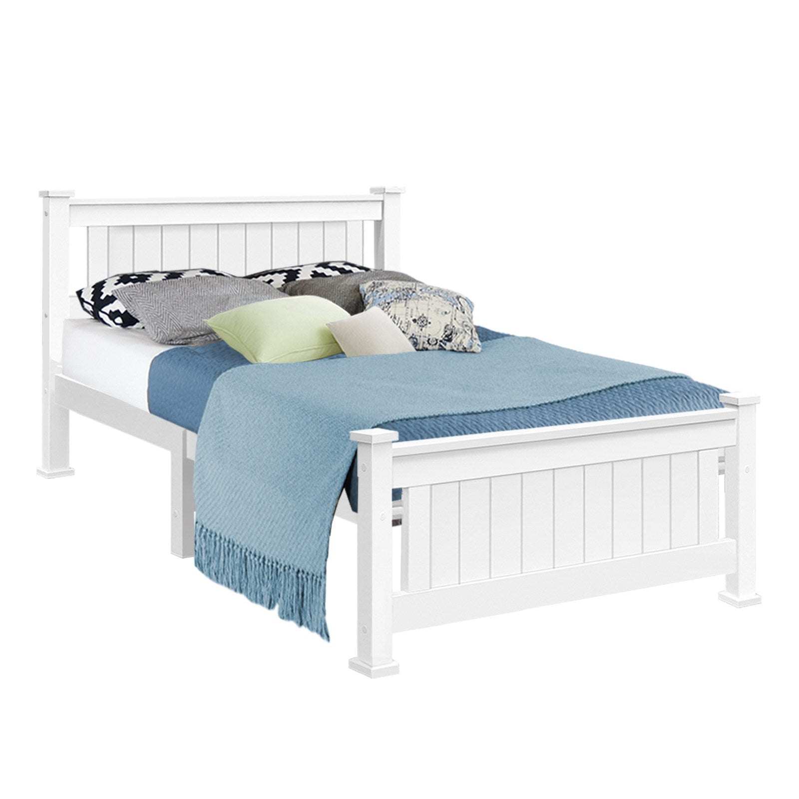 King Single Wooden Bed Frame - White