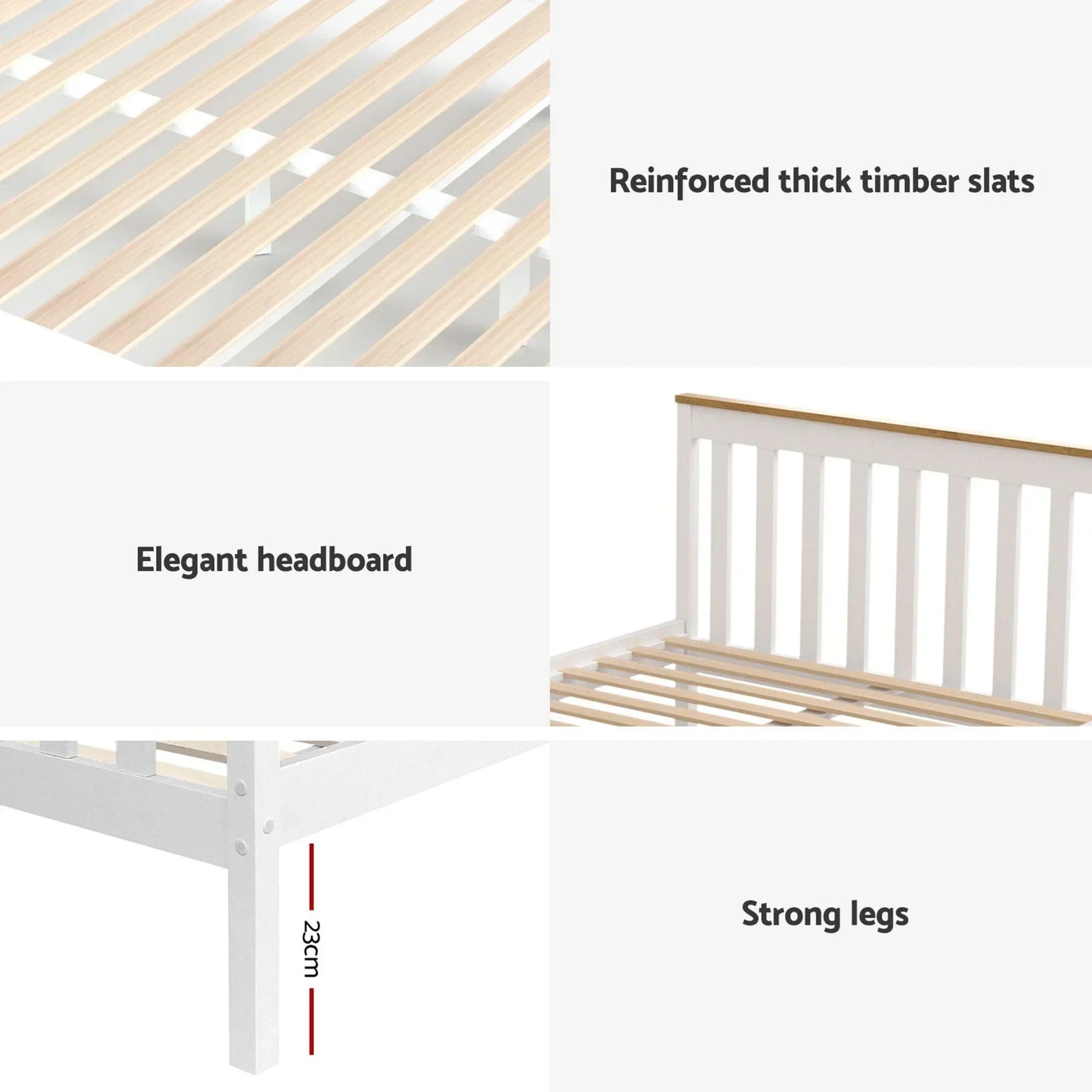 Artiss Bed Frame Single Size Wooden Platform with 2 Storage Drawers White PONY