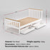 Bed Frame Single Size Wooden Platform with 2 Storage Drawers White PONY