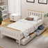 Bed Frame Single Size Wooden Platform with 2 Storage Drawers White PONY