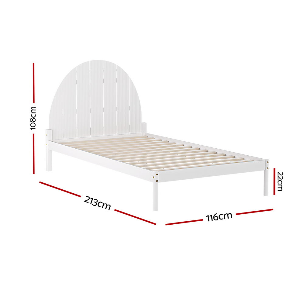 Bed Frame King Single Size Wooden White DALY