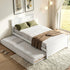 Single Bed Frame with Trundle Solid Wood Toddler Bunk Bed with Headboard White