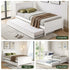 Single Bed Frame with Trundle Solid Wood Toddler Bunk Bed with Headboard White
