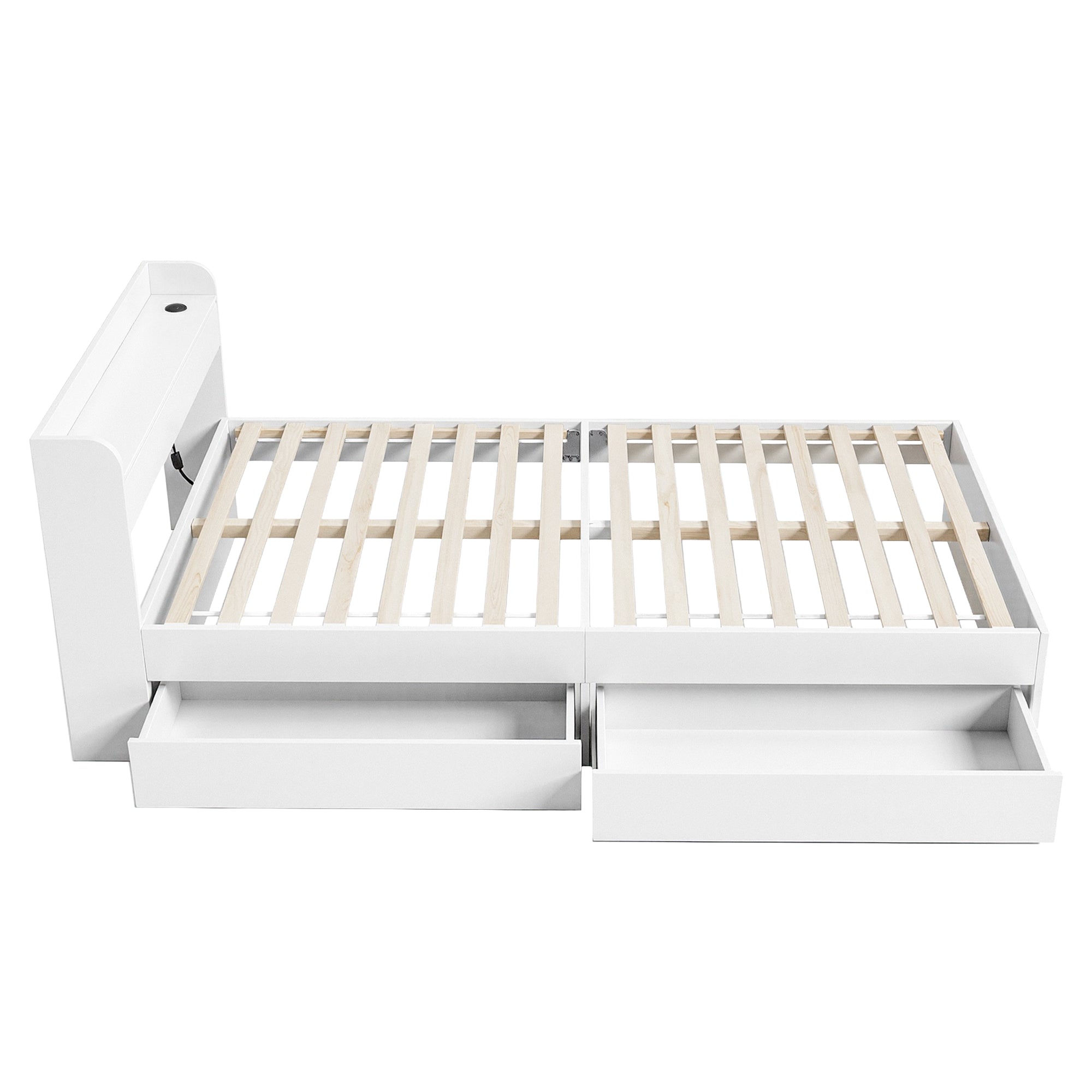 Bed Frame Single Size with Charging Ports and 2 Drawers AURA