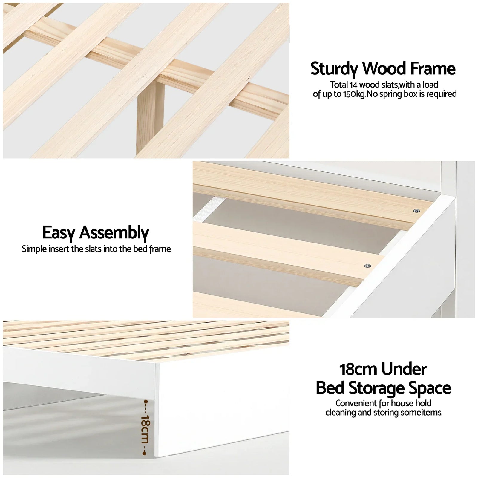 Bed Frame King Single Size with Charging Ports and 2 Drawers AURA