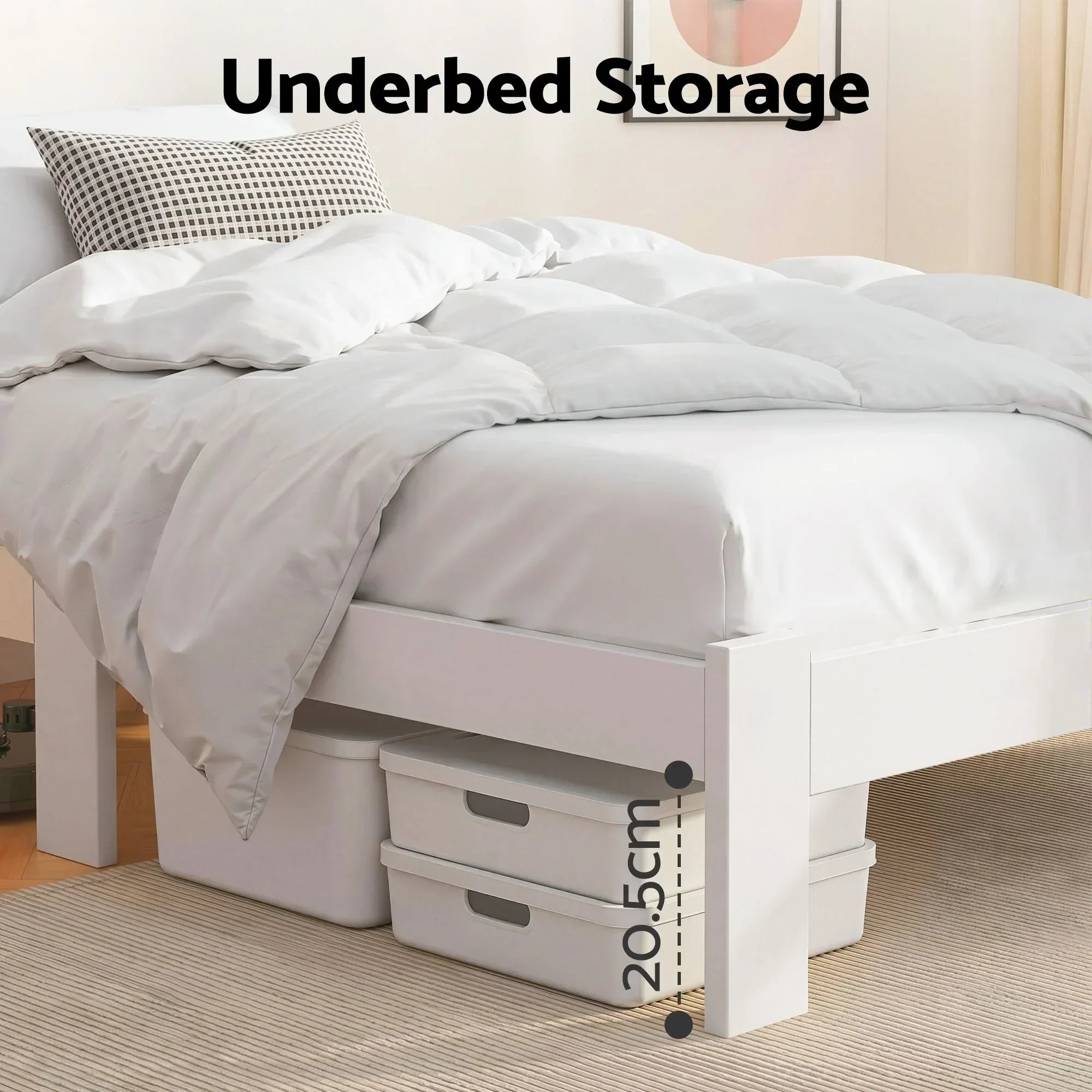 Single Bed Frame Solid Pine Wood Platform Bed White