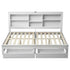 Artiss Double Bed Frame White – Storage Headboard, Charging Station, Drawers