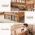 Kids Single Bed Frame with 3 Storage Drawer Montessori Bed for Toddler Natural