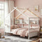 Single House Bed – Montessori Design, Built‑In Bookcase, 14 Slats, White