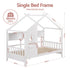Single House Bed – Montessori Design, Built‑In Bookcase, 14 Slats, White