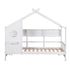 Single House Bed – Montessori Design, Built‑In Bookcase, 14 Slats, White