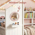 Single House Bed – Montessori Design, Built‑In Bookcase, 14 Slats, White