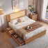 Artiss Queen Bed Frame with 2 Drawers, PU Leather Headboard & Charging Station