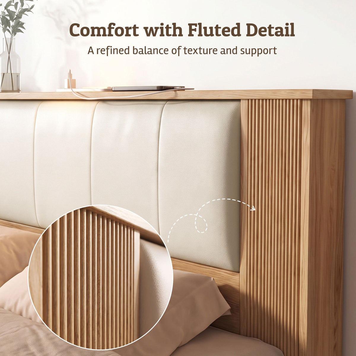 Artiss Queen Bed Frame with 2 Drawers, PU Leather Headboard & Charging Station