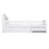 Single Bed Frame with 2 Storage Drawers, Montessori Bed with Headboard, 2 USB Ports & Led Light, Solid Wood Platform Bed Base with Safety Rail & Ladder, 31CM Under-Bed Storage, White