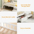 Single Bed Frame with 2 Storage Drawers, Montessori Bed with Headboard, 2 USB Ports & Led Light, Solid Wood Platform Bed Base with Safety Rail & Ladder, 31CM Under-Bed Storage, White