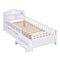 Single Bed Frame with 2 Storage Drawers, Montessori Bed with Headboard, 2 USB Ports & Led Light, Solid Wood Platform Bed Base with Safety Rail & Ladder, 31CM Under-Bed Storage, White