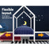 Artiss Single House Bed Frame Pine Wood Kids Bed White Australian Size