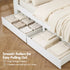Double Bed Frame with Storage Drawers White Platform Bedframe with Bookcase Headboard Charging Station Led Light