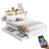 Double Bed Frame with Storage Drawers White Platform Bedframe with Bookcase Headboard Charging Station Led Light