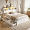 Artiss Queen Bed Frame with Storage Drawers LED Headboard Charging Station White