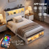 Artiss Single Bed Frame with Storage Bookcase Headboard and Footboard, White