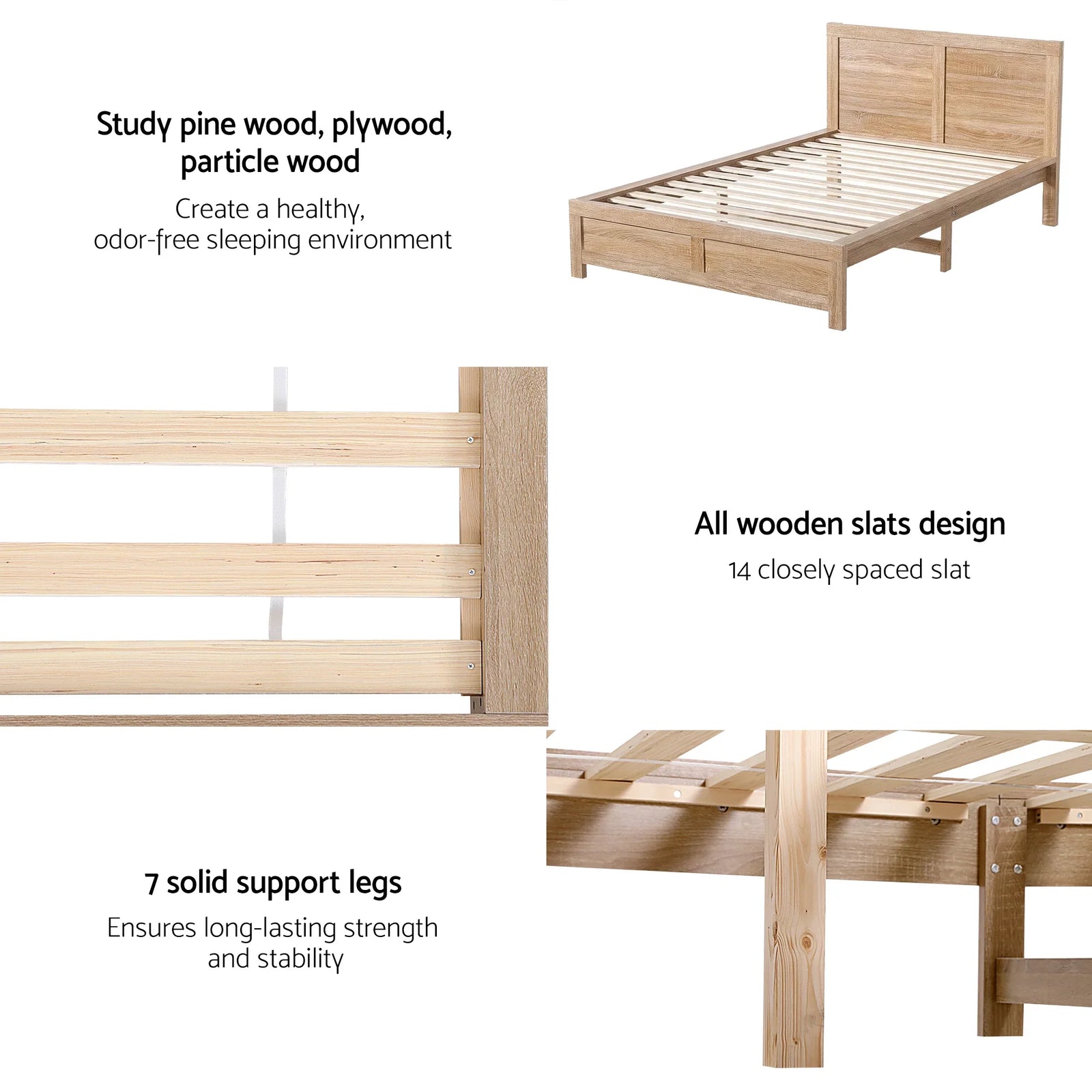Artiss King Single Bed Frame Wooden Bed Base