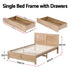 Artiss Single Bed Frame with 2 Drawers Wooden Bed Base Walnut