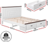 Artiss Double Wooden Bed Frame & 2 Bedside Tables Set, 2 Storage Drawers White