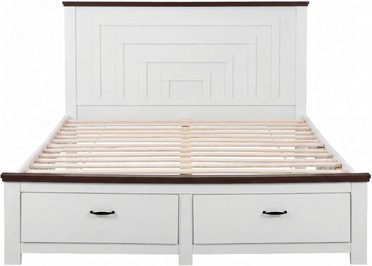 Artiss Double Wooden Bed Frame & 2 Bedside Tables Set, 2 Storage Drawers White