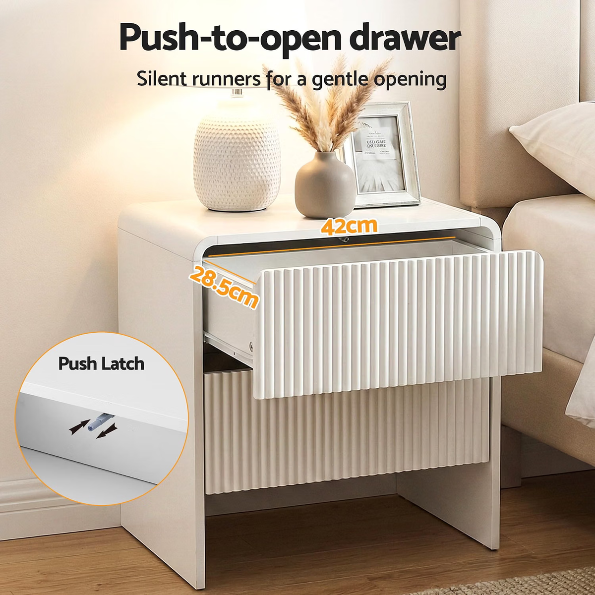 Artiss Double Wooden Bed Frame & 2 Bedside Tables Set, 2 Storage Drawers White