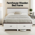 Artiss Double Wooden Bed Frame & 2 Bedside Tables Set, 2 Storage Drawers White