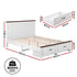 Double Wooden Bed Frame with 2 Drawer Platform Bed with 108cm Solid High Headboard White Bed Base for Bedroom Easy Assembly