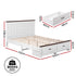 Queen Wooden Bed Frame with 2 Drawer Platform Bed with 108cm Solid High Headboard White Bed Base for Bedroom Easy Assembly