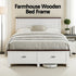 Queen Wooden Bed Frame with 2 Drawer Platform Bed with 108cm Solid High Headboard White Bed Base for Bedroom Easy Assembly