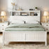 Queen Bed Frame with Storage Headboard and Footboard Wooden Bed Base White