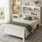 Single Bed Frame with Storage Headboard and Footboard Wooden Bed Base White