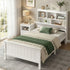 Single Bed Frame with Storage Headboard and Footboard Wooden Bed Base White