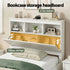Single Bed Frame with Storage Headboard and Footboard Wooden Bed Base White