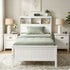 Single Bed Frame with Storage Headboard and Footboard Wooden Bed Base White